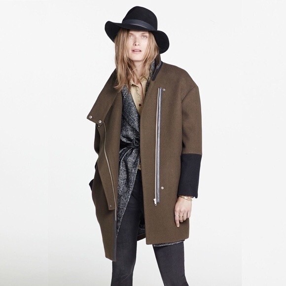 Madewell Jackets & Blazers - Madewell City Grid Green & Black Longer Length Wool Blend Coat